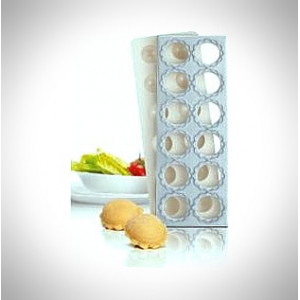Moule ravioli et poussoir à foncer x12 ronds fleurs