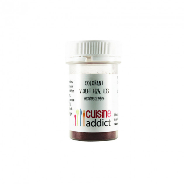 Colorant alimentaire Violet E124/E133 10g Poudre Hydrosoluble Cuisineaddict