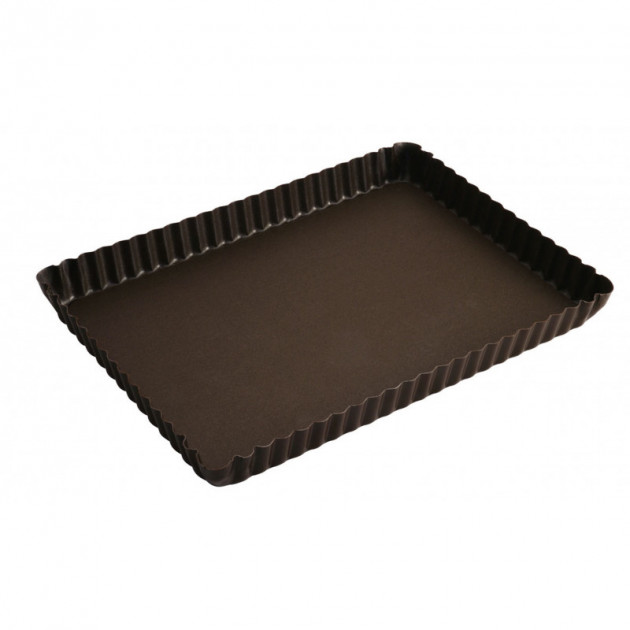 Plat a tarte rectangulaire 29 x 20.5 cm. bord cannele et fond fixe