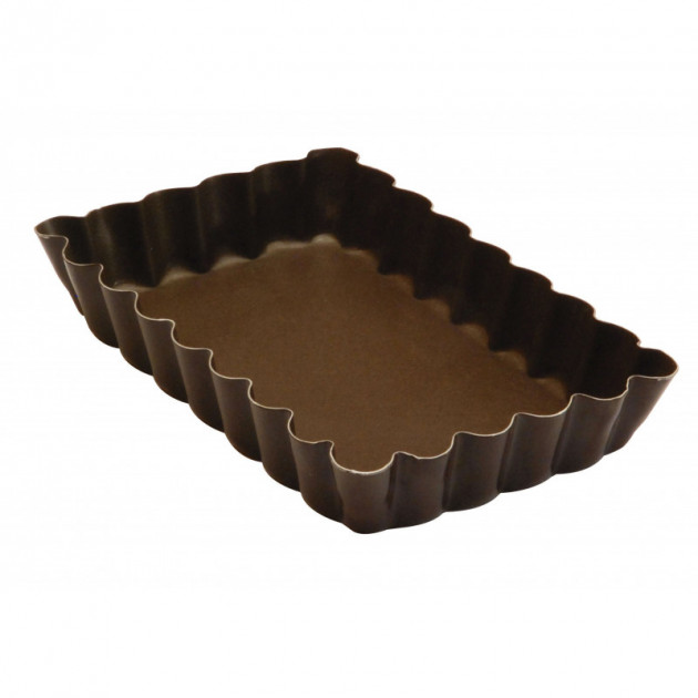 Moule a Tartelette rectangulaire cannelee a fond fixe 12 x 7.5 cm Gobel