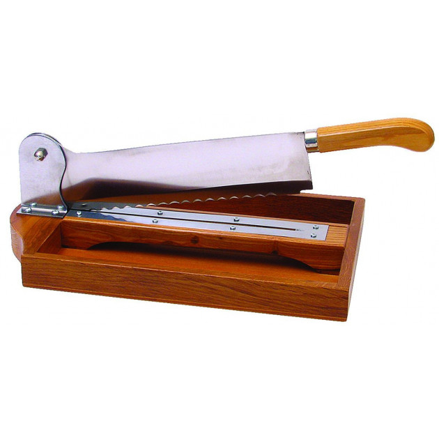 Couteau sur socle en bois verni de 35 cm