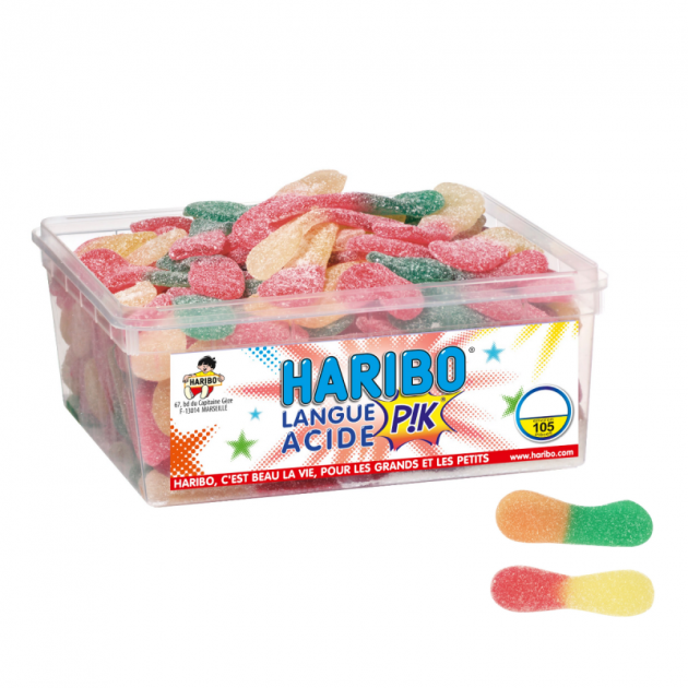 Langues Acides Pik x 105 - Boîte Bonbon Haribo - , Achat,  Vente