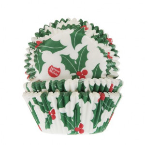 Caissette Cupcake Houx de Noël House of Marie (x50) Caissette Cupcake Houx de Noël House of Marie (x50)