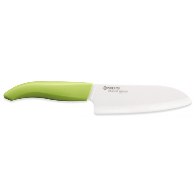FIN DE SERIE Santoku 14 cm Kyocera Vert Lame Ceramique Blanche