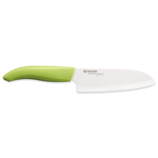 Santoku 14 cm Kyocera Vert Lame Ceramique Blanche