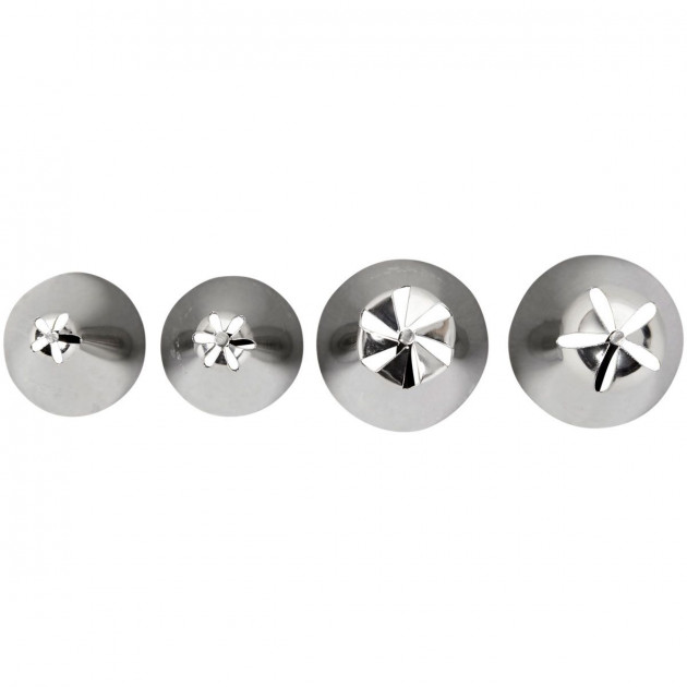 Assortiment 4 douilles inox fleurs  Assortiment 4 douilles inox fleurs