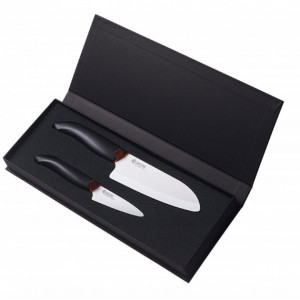 Coffret Kyocera - 1 Couteau d'Office + 1 Santoku, manche noir Coffret Kyocera - 1 Couteau d'Office + 1 Santoku, manche noir