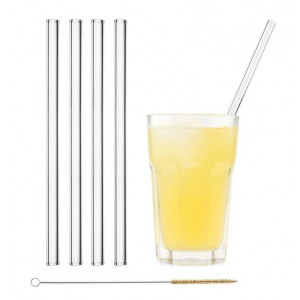 Paille Réutilisable en Verre 23cm droite x4 HALM Paille Réutilisable en Verre 23cm droite x4 HALM