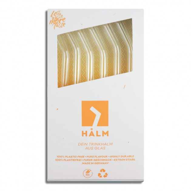 Lot de 6 pailles réutilisables 23 cm de forme courbée