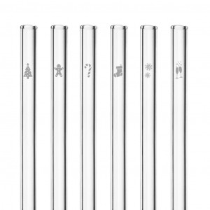 Paille Réutilisable en Verre Noël 20cm droite x6 HALM Paille Réutilisable en Verre Noël 20cm droite x6 HALM