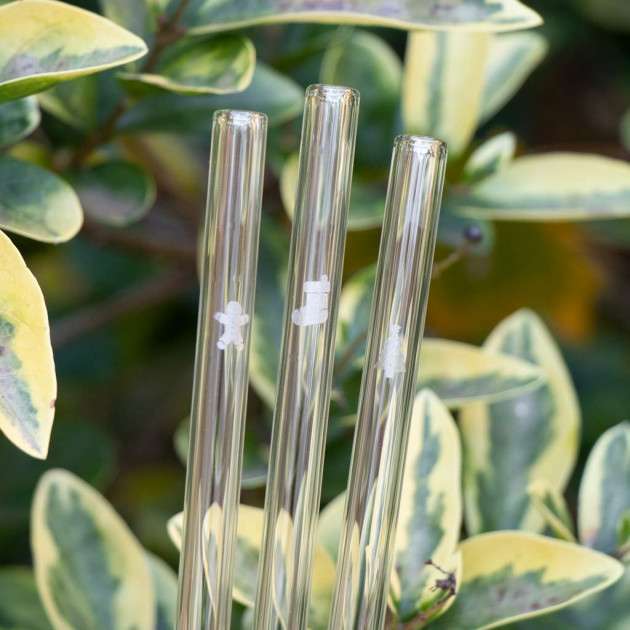 Pailles en verre 20 cm Noël  Pailles en verre 20 cm Noël