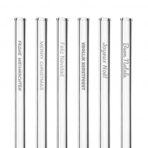 Paille Réutilisable en Verre Joyeux Noël 20cm droite x6 HALM Paille Réutilisable en Verre Joyeux Noël 20cm droite x6 HALM