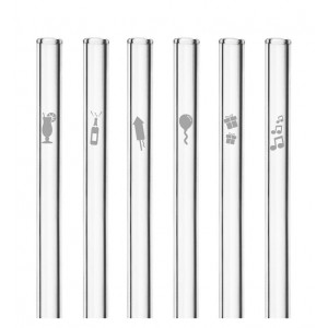Paille Réutilisable en Verre Fêtes 20cm droite x6 HALM Paille Réutilisable en Verre Fêtes 20cm droite x6 HALM