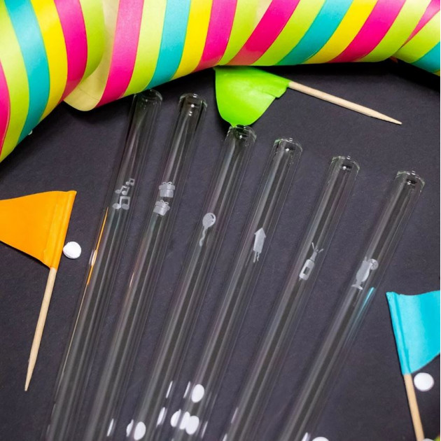 Pailles en verre réutilisables 20 cm Fêtes Pailles en verre réutilisables 20 cm Fêtes