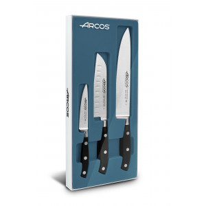 FIN DE SERIE Coffret Couteaux RIVIERA NOIR (x3) Arcos