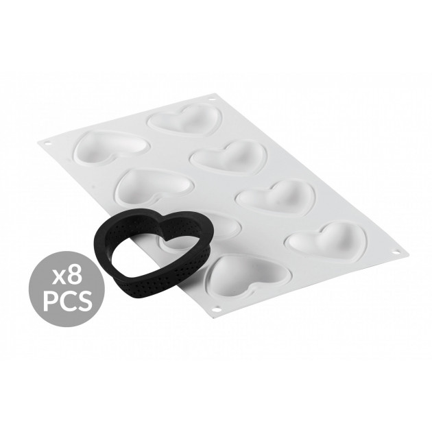 Moule Silicone Coeur et 8 Cercles Tartelette