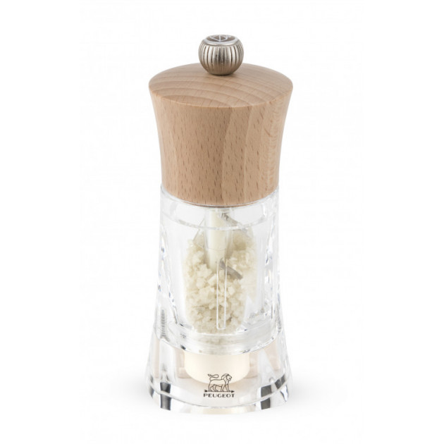 Moulin a Sel Humide Oleron 14 cm Transparent-Bois Naturel Peugeot