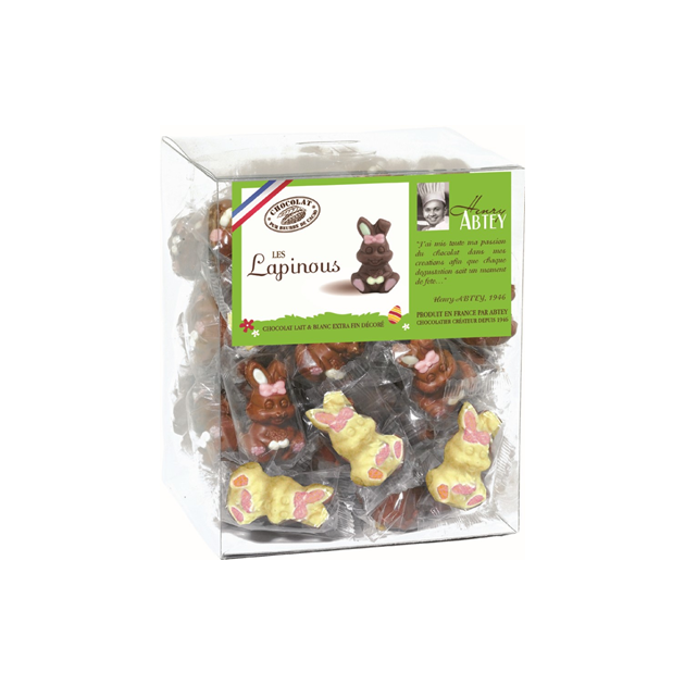 Lapin Décoré Chocolat Lait et Blanc 10g x45