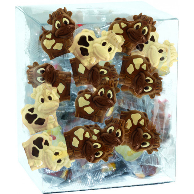 Mini Vaches Décorées Chocolat Lait et Blanc 10g x45