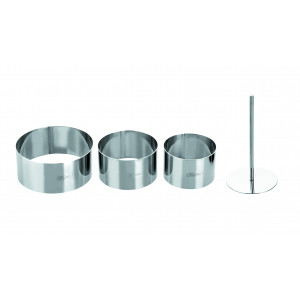 Lot Cercle Inox avec Poussoir Ø 7 / 8 et 10 cm (x3) Ibili Lot Cercle Inox avec Poussoir Ø 7 / 8 et 10 cm (x3) Ibili