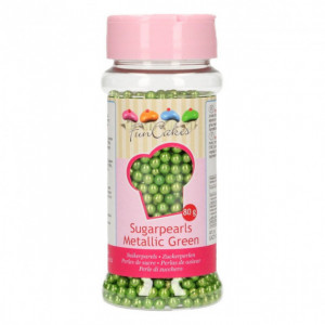 Perles de sucre Vert Métallique 80 g Funcakes Perles de sucre Vert Métallique 80 g Funcakes