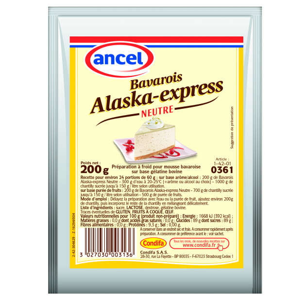 Préparation Bavarois Neutre Alaska Express 200g Ancel