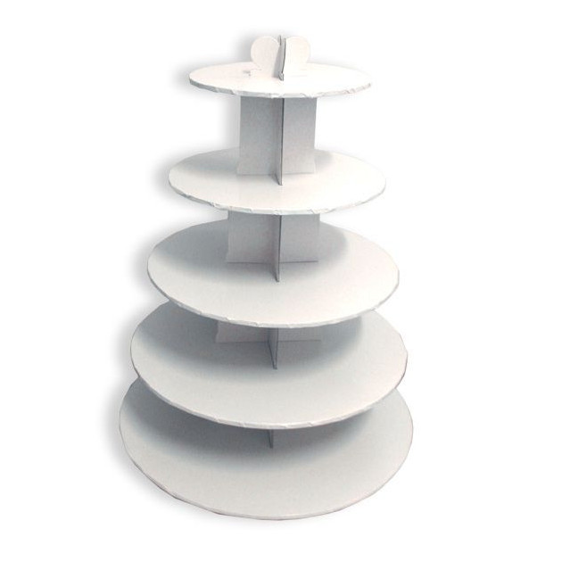 Grand Presentoir Blanc Cupcakes 5 Etages Ronds Gatodeco