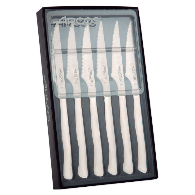 Coffret 6 Couteaux à Steak 11 cm Lame Crantée Acier Inoxydable Arcos