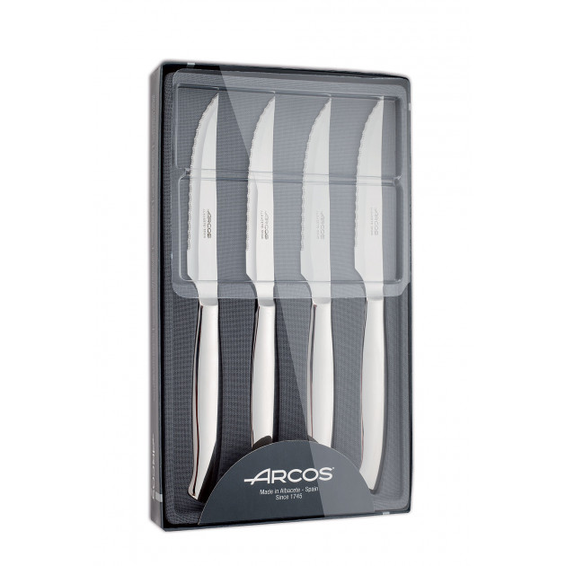 Coffret 4 Couteaux à Steak 11 cm Lame Crantée Acier Inoxydable Arcos -  , Achat, Vente