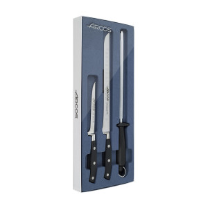 FIN DE SERIE Coffret Couteaux Spécial Jambon Riviera Noir (x3) Arcos