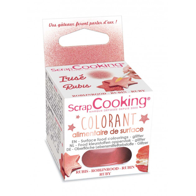 Colorant alimentaire en poudre effet perlé Rouge, 25 g