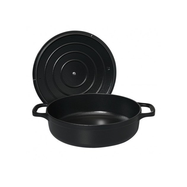Cocotte en Fonte Basse 24 cm Noir Mat Chasseur Achat, Vente
