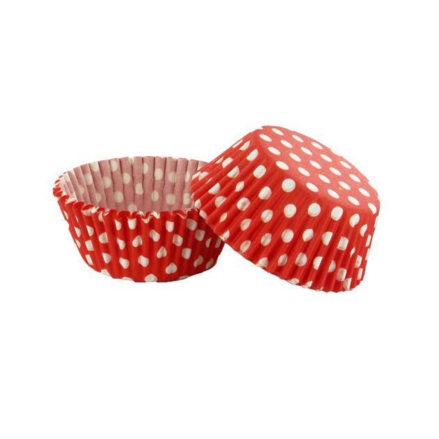 Caissettes en Papier Rouge a Pois Blancs Gatodeco (x50)