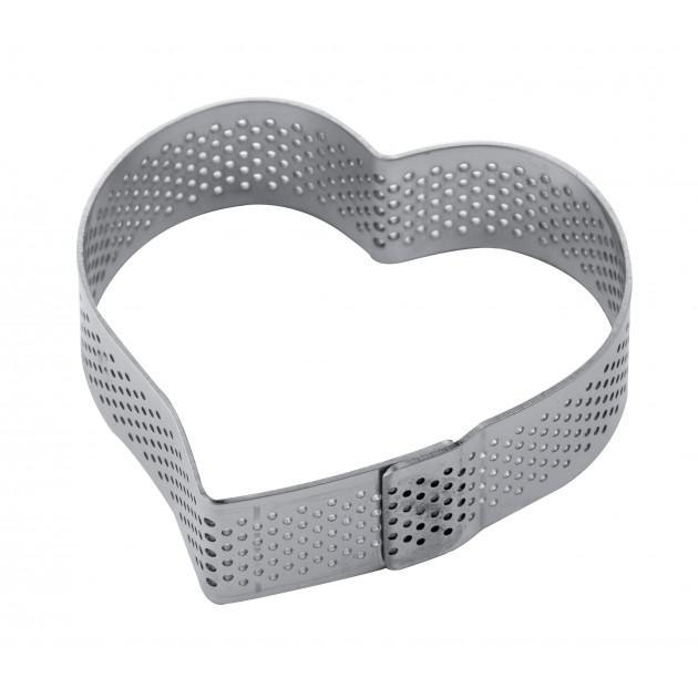 Cercle à Tarte Coeur Inox Micro-perforé 7,5 x 7 cm x H 2 cm Pavoni