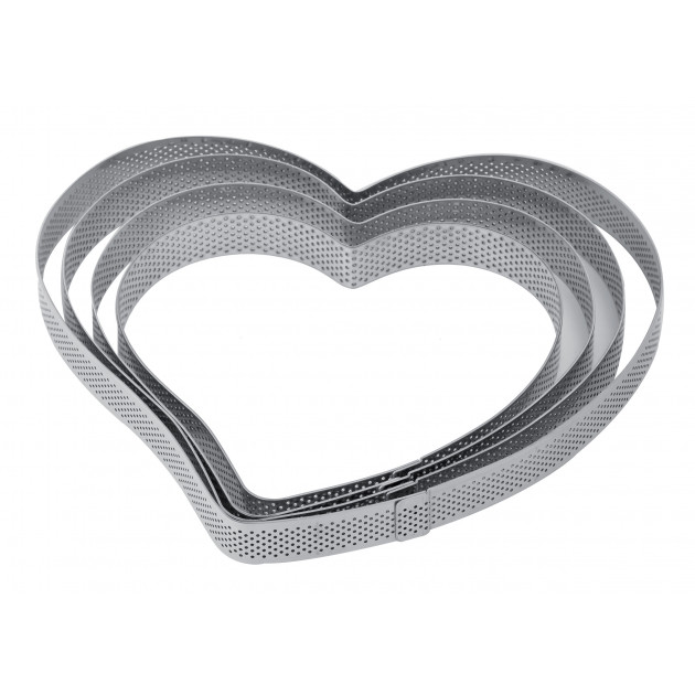 Cercle à Tarte Coeur Inox Micro-perforé 16 x 15 cm x H 2 cm Pavoni