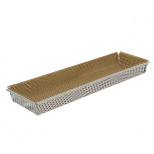 Moule à Tarte Rectangulaire Inox Perforé Amovible 35 x 10 cm x H 3,5 cm De Buyer Moule à Tarte Rectangulaire Inox Perforé Amovible 35 x 10 cm x H 3,5 cm De Buyer
