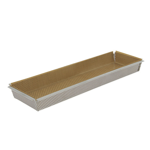 Moule à Tarte Rectangulaire Inox Perforé Amovible 35 x 10 cm x H 3,5 cm De Buyer