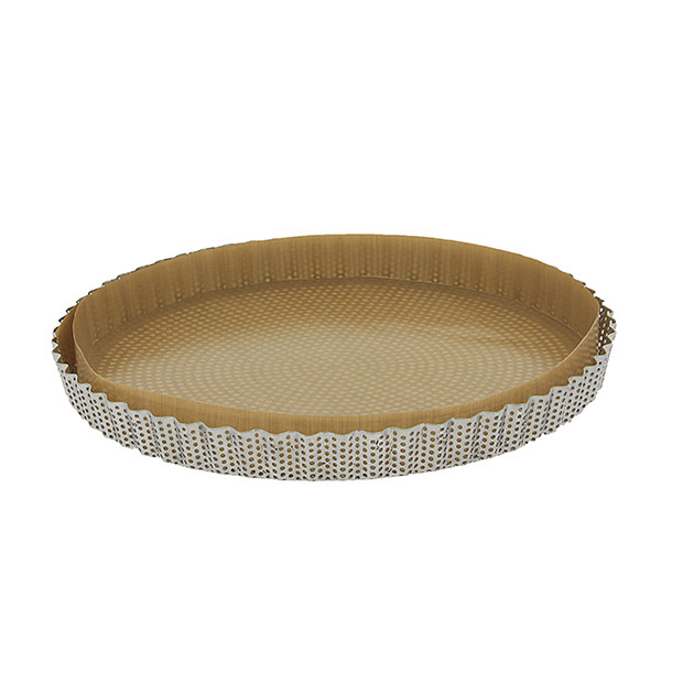 Moule à Tarte Cannelée Inox Perforé Amovible Ø 28 cm x H 2,5 cm De Buyer