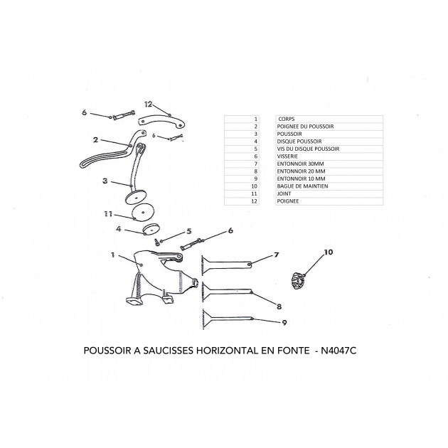 Vue éclatée du Poussoir Manuel