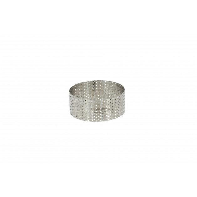Cercle à tarte rond VALRHONA, inox perforé Ht 2 cm, acier inox