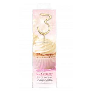 Cierge Magique Or 17,5 cm Chiffre 3 Scrapcooking Cierge Magique Or 17,5 cm Chiffre 3 Scrapcooking