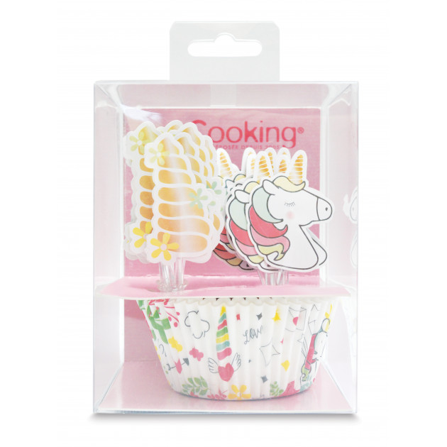 24 Caissettes Cupcakes + 24 Cake Toppers Licorne Scrapcooking