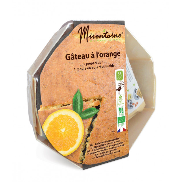 FIN DE SERIE Préparation Bio Gâteau à l'Orange + Moule en Bois Mirontaine