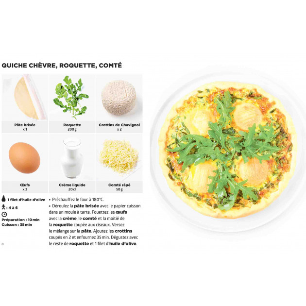 Recette Simplissime : quiche chèvre, roquette, comté - Hachette Recette Simplissime : quiche chèvre, roquette, comté - Hachette