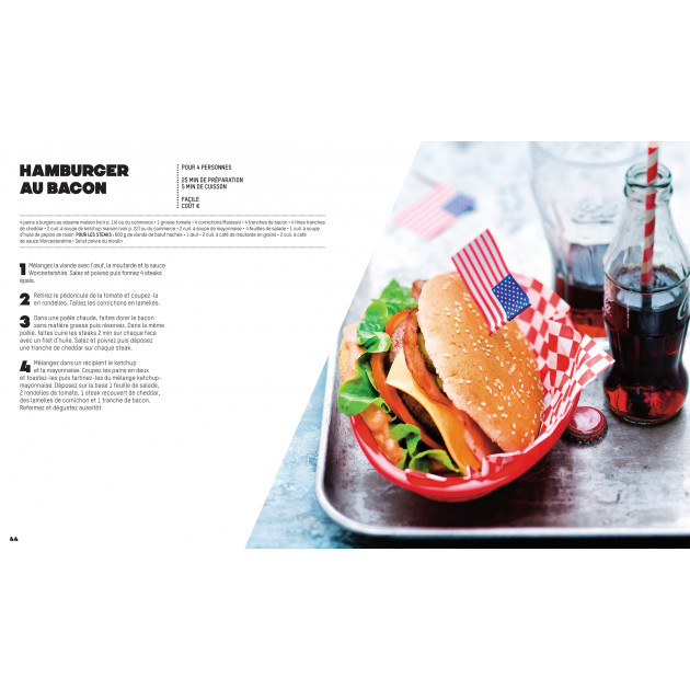 Plat traditionnel américain : recette hamburger au bacon - Fait maison Hachette