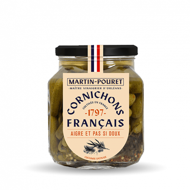 Cornichons Français Aigre Doux au Vinaigre d'Orléans 270g Martin Pouret