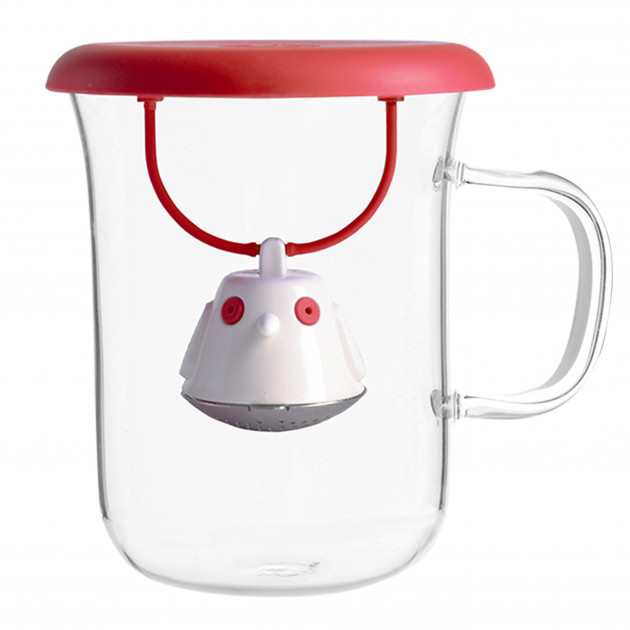 FIN DE SERIE Tasse à Thé avec Infuseur et Couvercle Rouge 400 ml QDO