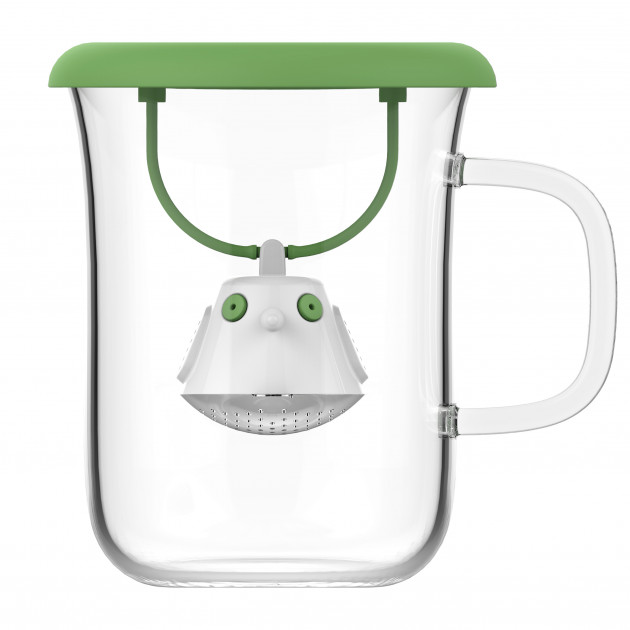 FIN DE SERIE Tasse à Thé avec Infuseur et Couvercle Vert Botanique 400 ml QDO