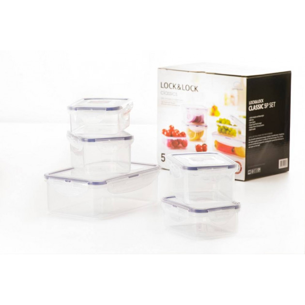 FIN DE SERIE Lot de 5 Boîtes de Conservation Plastique 350 ml - 470 ml - 1 L Lock and Lock