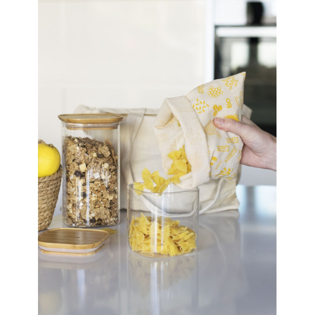 Sac en tissu en coton bio de couleur jaune Pebbly